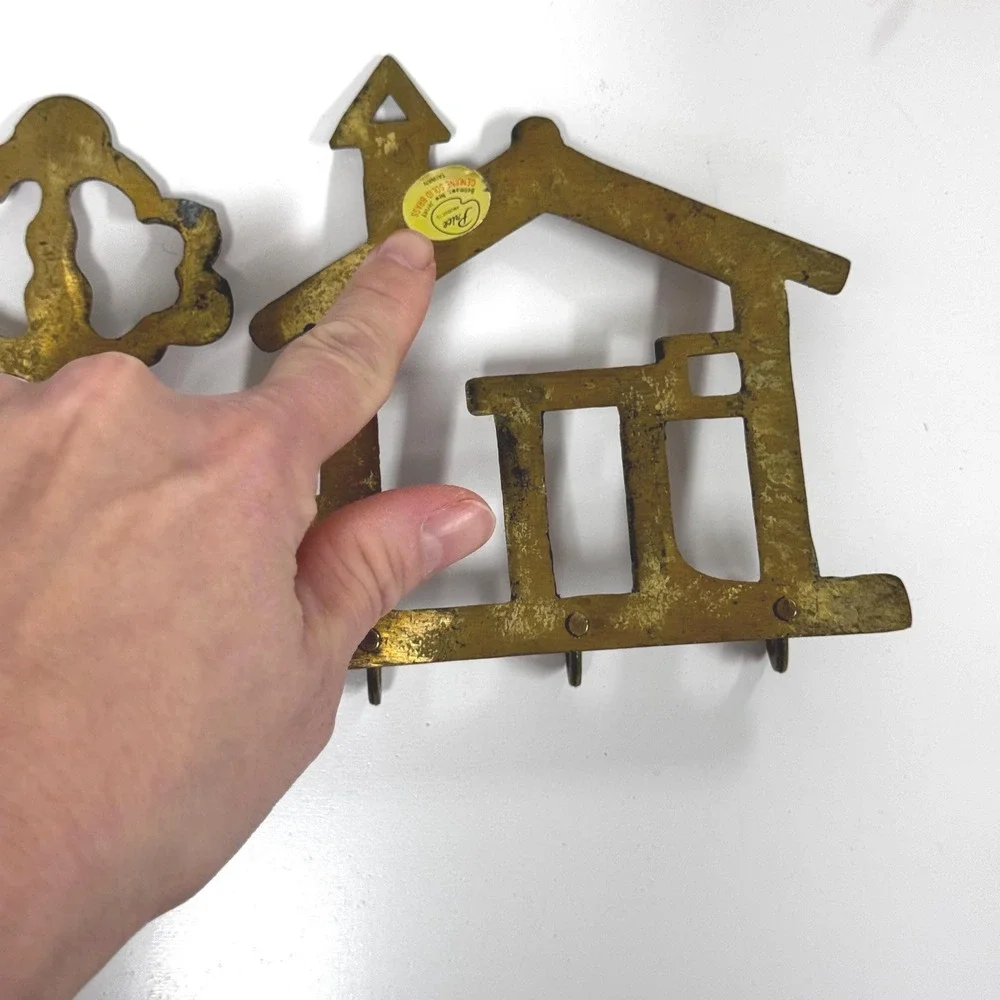 Vintage Brass House Key Rack: Cottagecore Picket Fence Decor